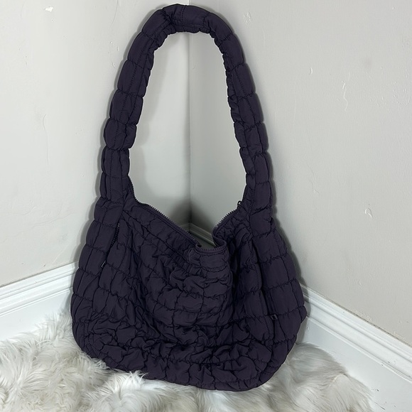 Do Everything in Love  Quilted Puffer Purple Shoulder Bag - Picture 1 of 7